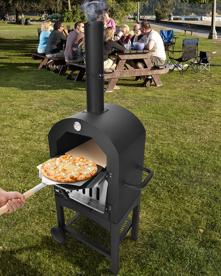 Giantex Pizza Oven Outdoor, Wood Fire Pizza Grill Maker with Waterproof Cover
