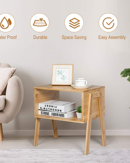 Giantex Bedroom Stackable End Table (Natural)