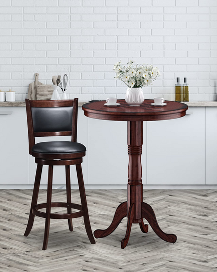 Giantex 5 Pcs Pub Table Set, Wooden Pub Pedestal Side Table w/Stable Base
