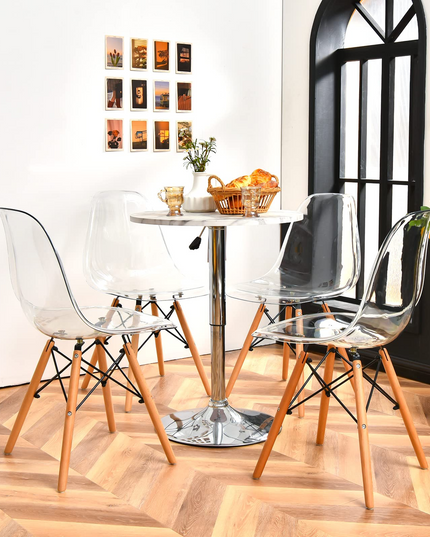 Giantex Set of 4 Dining Chairs, Clear Dining Side Chairs w/Beech Wood Legs