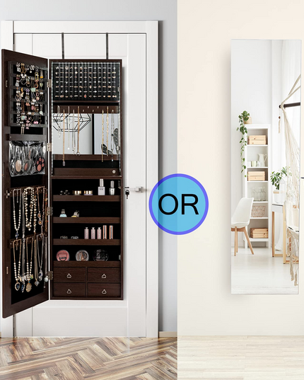 CHARMAID LED Strip Jewelry Armoire with 47.2" H Full Length Mirror