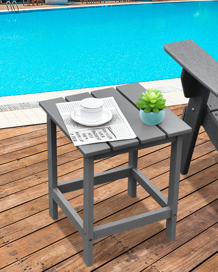 Outdoor Side Table, 15 Square Wood End Table with Slatted Design