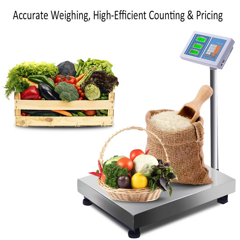 Giantex 660lbs Weight Computing Digital Scale Floor Platform Scale Postal Scale Accurate Shipping Mailing LB/KG Price Calculator, Silver - Giantexus