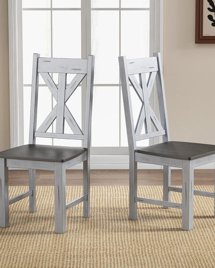 Giantex Retro Wooden Dining Chairs Set, Farmhouse Kitchen Chairs w/Rubber Wood Frame, Elegant Hollowed Backrest