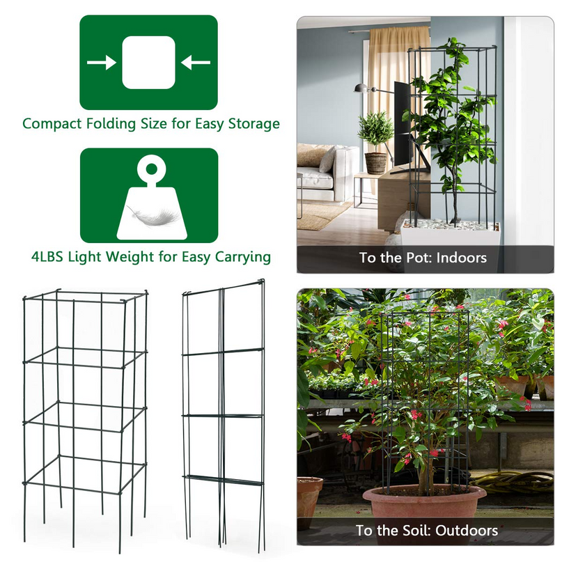 Giantex Pack of 4/8 Plant Cage Support, Tomato Stakes and Cages (16''Lx 16''Wx 39''H)