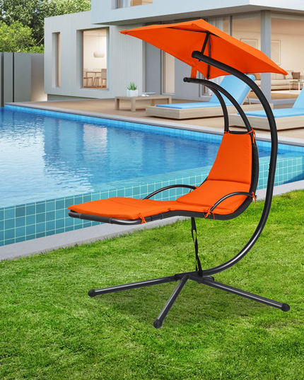 Giantex Hanging Arc Chaise Hammock for Patio Poolside Backyard Garden Porch