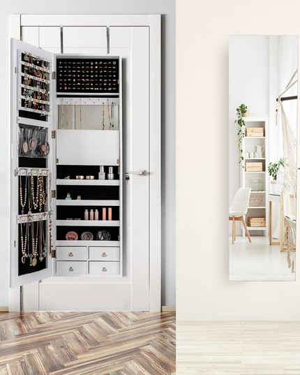 CHARMAID LED Strip Jewelry Armoire with 47.2" H Full Length Mirror