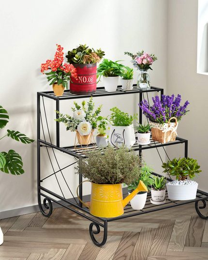 Giantex 3 Tier Metal Plant Stand, Stair Style Flower Pot Holder