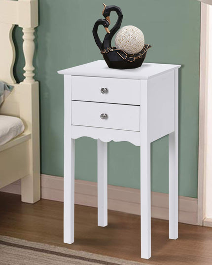 Giantex End Table w/ 2 Drawers Side Table Nightstand Multi-Purpose Accent Table Living Room Bedroom Home Furniture