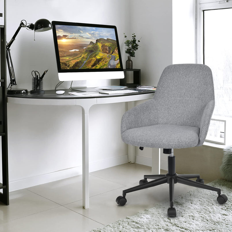 Fabric Office Chair, Upholstered Linen Leisure Chair