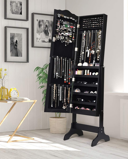 Jewelry Cabinet Armoire Lockable with Mirror - Giantex