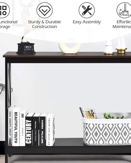 Giantex Console Table 2-Tier with Storage Shelf,X-Design Bookshelf