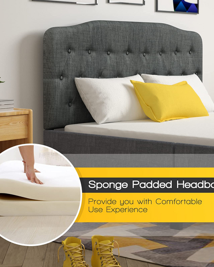 Giantex Upholstered Headboard, Button Tufted Headboard, Queen Size