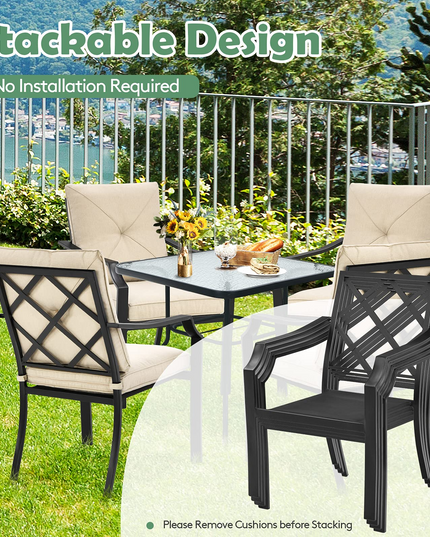 Giantex 4 Pieces Patio Chairs, Outdoor Lawn Chairs with Removable Cushions