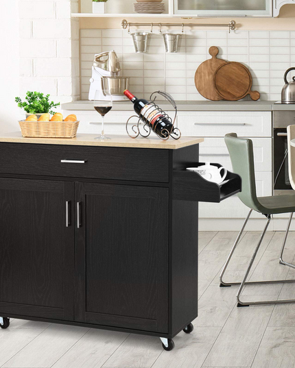Giantex Kitchen Island, Rolling Kitchen Cart with Spice and Towel Rack, Large Drawer & 2-Door Storage Cabinet