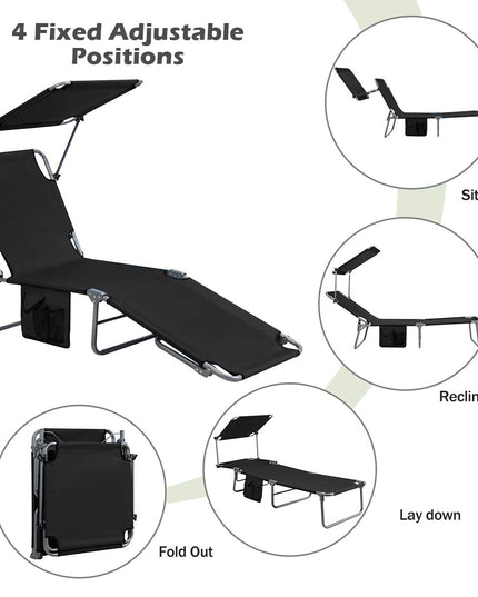 Giantex Lounge Chaise Chair Position and Shade Adjustable W/Canopy and Storage Pocket