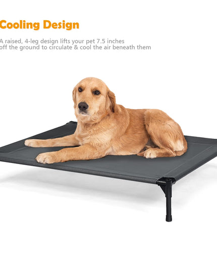 Giantex Elevated Dog Bed with Removable Canopy, Portable Raised Pet Cot Cooling Dog Bed for Camping Beach Lawn
