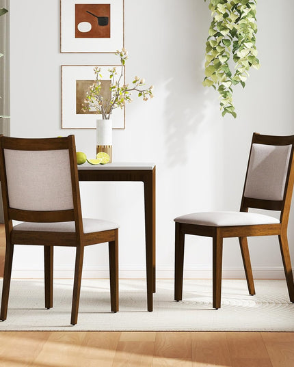 Giantex Upholstered Dining Chairs Set of 2/4, Modern Farmhouse Kitchen Chairs w/Padded Backrest & Cushioned Seat, Rubber Wood Frame