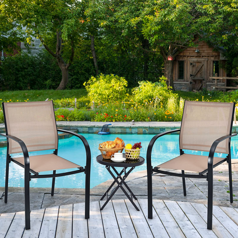 Comfortable 2 Pack Bistro Chairs for Porch Garden Backyard Poolside