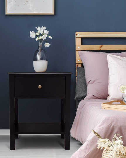 Giantex Nightstand W/Drawer and Shelf, Stable Frame Storage Cabinet