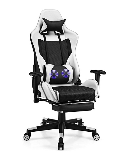 Massage Gaming Chair, Adjustable High Back with Health Massager Lumbar Support