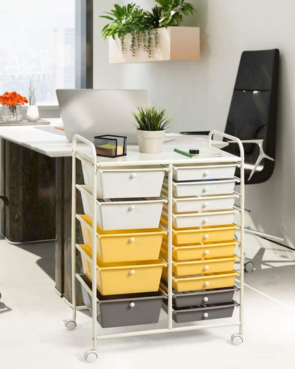 15-Drawer Organizer Cart Office School Rolling Storage Cart - Giantex