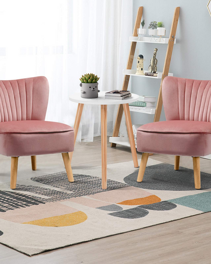 Giantex 3pcs Velvet Accent Chair with End Table Set