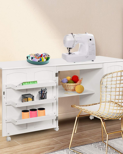 Giantex Folding Sewing Table, Large Sewing Craft Cart ( 62.5''x20''x29'')