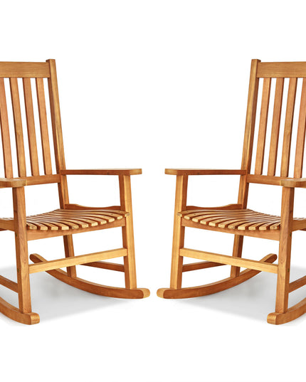Giantex Rocking Chair Acacia Wood Frame Outdoor& Indoor