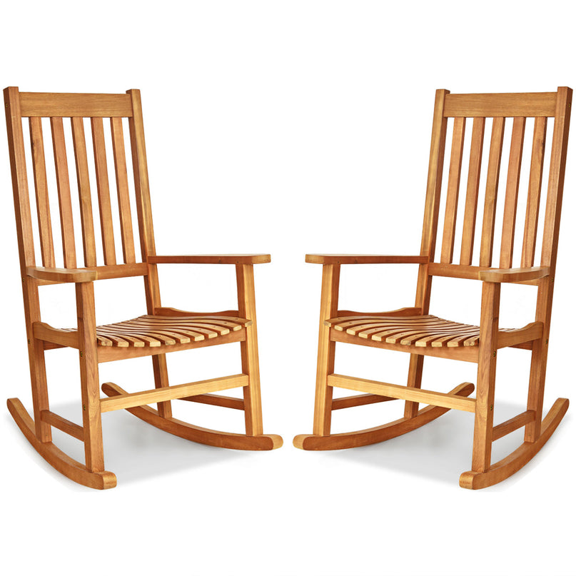 Giantex Rocking Chair Acacia Wood Frame Outdoor& Indoor