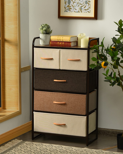 Giantex Sturdy Steel Frame & Wooden Top Vertical Organizer Unit for Closets, Bedroom Utility Dresser Chest (23 x 11.5 x 39 inch)