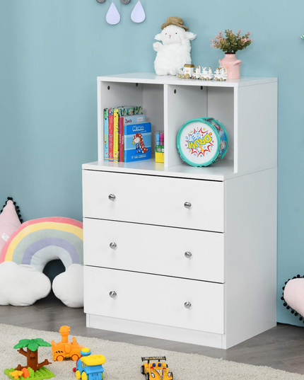 Dresser with 3 Drawers and 2 Cubbies Functional Organizer
