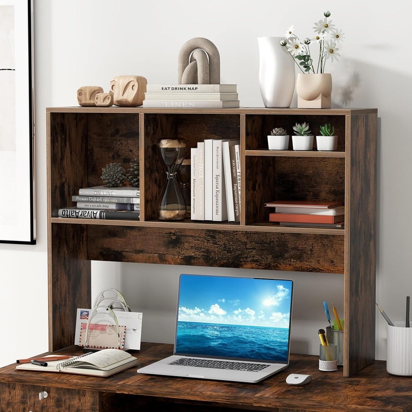 Giantex Desktop Bookshelf, Countertop Storage Hutch with 4 Shelves for Computer Desk, Dressing Tabletop Display Rack