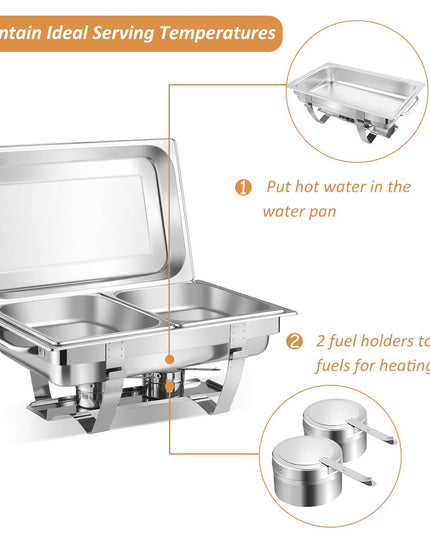 Giantex 2 Packs Chafing Dish 9 Quart Chafer Dishes Buffet Set