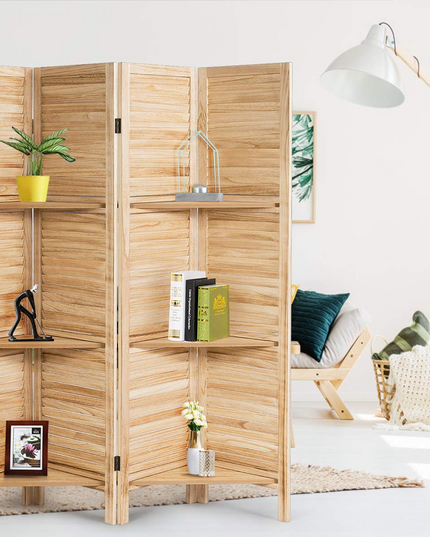 Giantex 4 Panel 5.6 Ft Tall Wood Room Divider