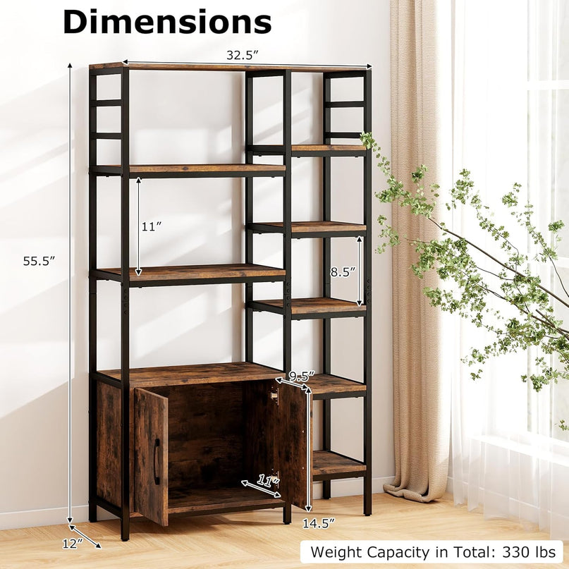 Giantex Double Wide 8 Tier Bookshelf for Living Room