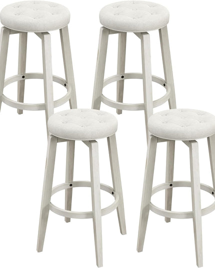 Giantex Swivel Bar Stools Set of 2, 30" Bar Height Stools w/Tufted Seat & Rubber Wood Frame