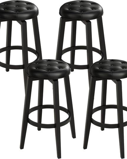 Giantex Swivel Bar Stools Set of 2, 30" Bar Height Stools w/Tufted Seat & Rubber Wood Frame