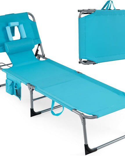 Chaise longue de plage pliante Giantex Face Down avec dossier réglable à 4 positions (1/2)
