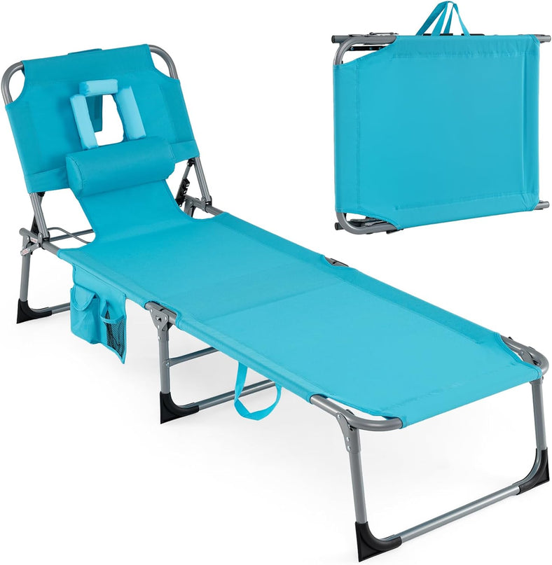Giantex Face Down Folding Beach Lounge Chair w/ 4-Position Adjustable Backrest (1/2)