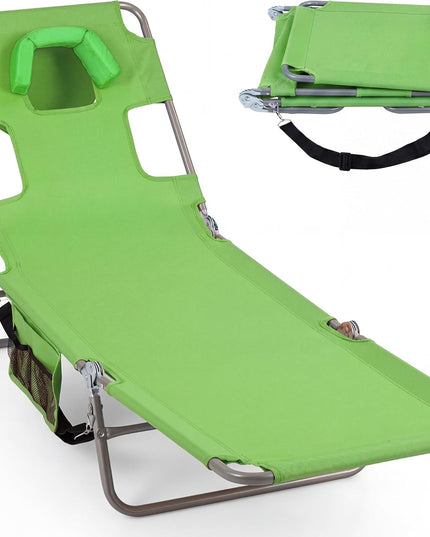 Giantex Folding Tanning Chair with Face Hole& 5-Position Adjustable Backrest (1/2)