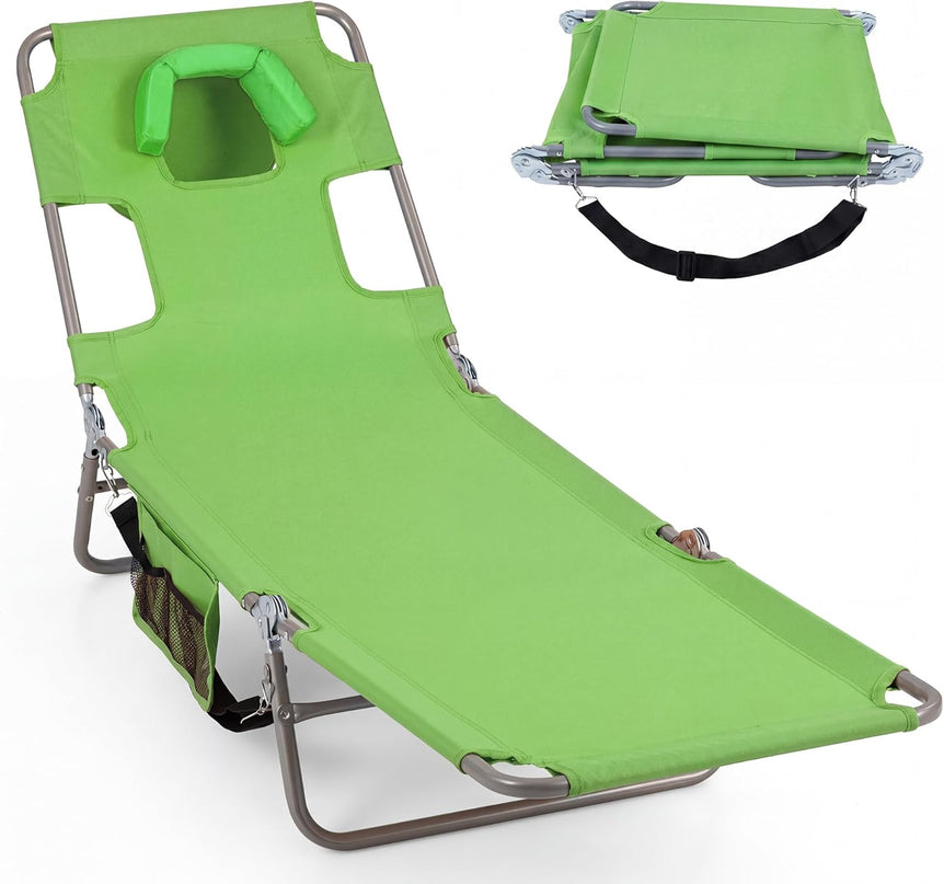 Giantex Folding Tanning Chair with Face Hole& 5-Position Adjustable Backrest (1/2)