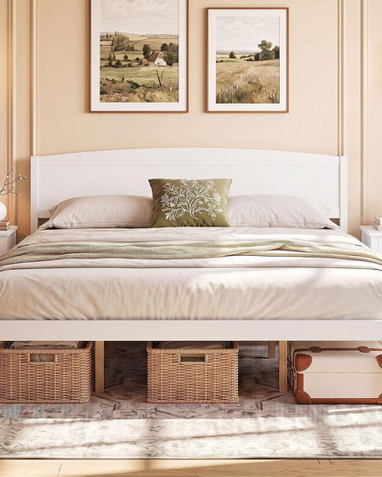 Giantex Twin/Queen/King/Full Size Wooden Bed Frame with Curved Headboard