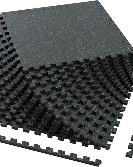 Giantex Interlocking Rubber Gym Floor Mats | 0.55'' Thick 24''x24'' Puzzle Tiles with Border Strips