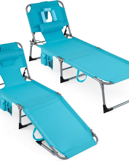 Chaise longue de plage pliante Giantex Face Down avec dossier réglable à 4 positions (1/2)