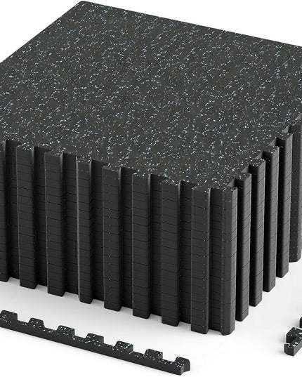 Giantex Interlocking Rubber Gym Floor Mats | 0.55'' Thick 24''x24'' Puzzle Tiles with Border Strips