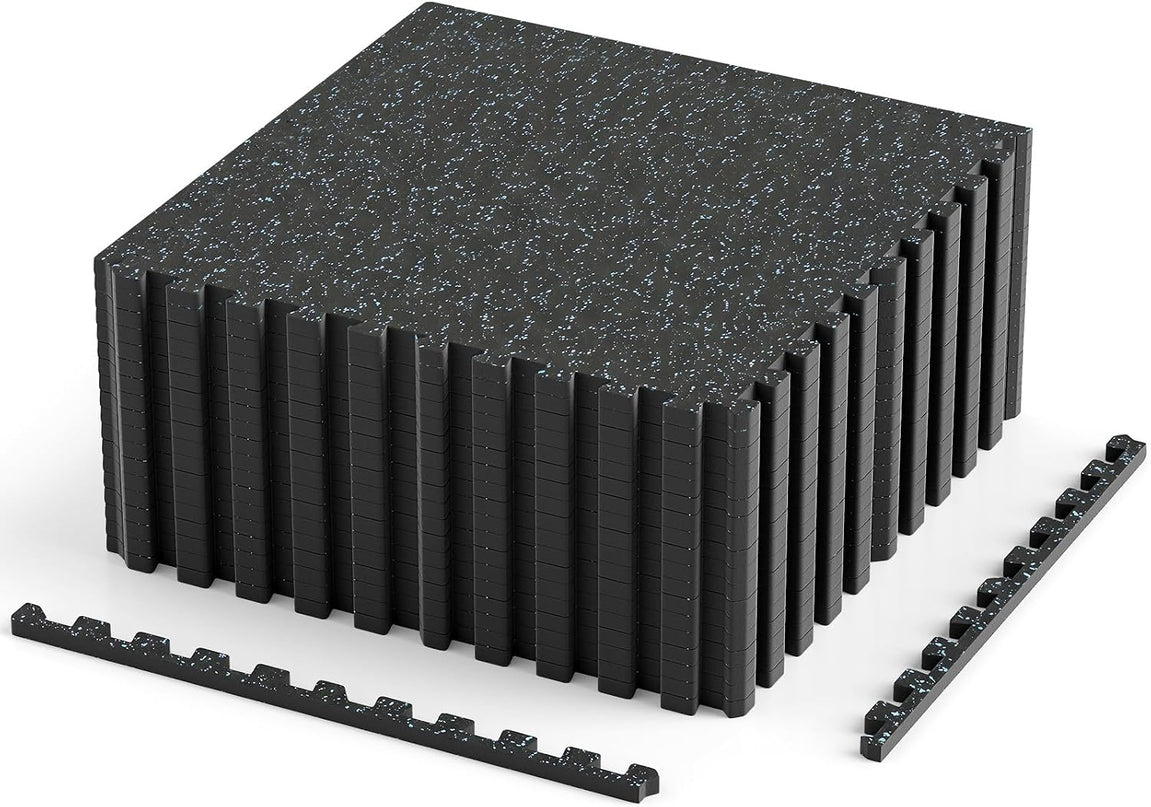 Giantex Interlocking Rubber Gym Floor Mats | 0.55'' Thick 24''x24'' Puzzle Tiles with Border Strips