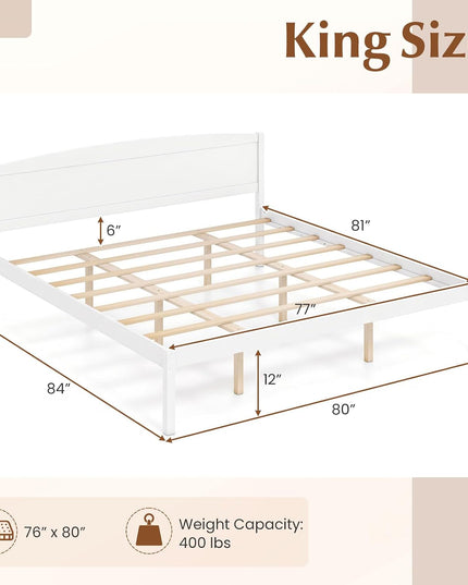 Giantex Twin/Queen/King/Full Size Wooden Bed Frame with Curved Headboard
