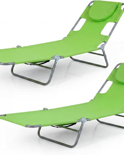 Giantex Folding Tanning Chair with Face Hole& 5-Position Adjustable Backrest (1/2)