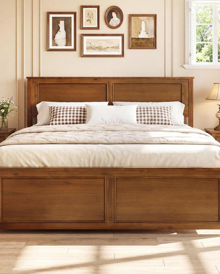 Giantex Wood Full/Twin/Queen Size Bed Frame w/Wooden Slat Support Mattress Foundation